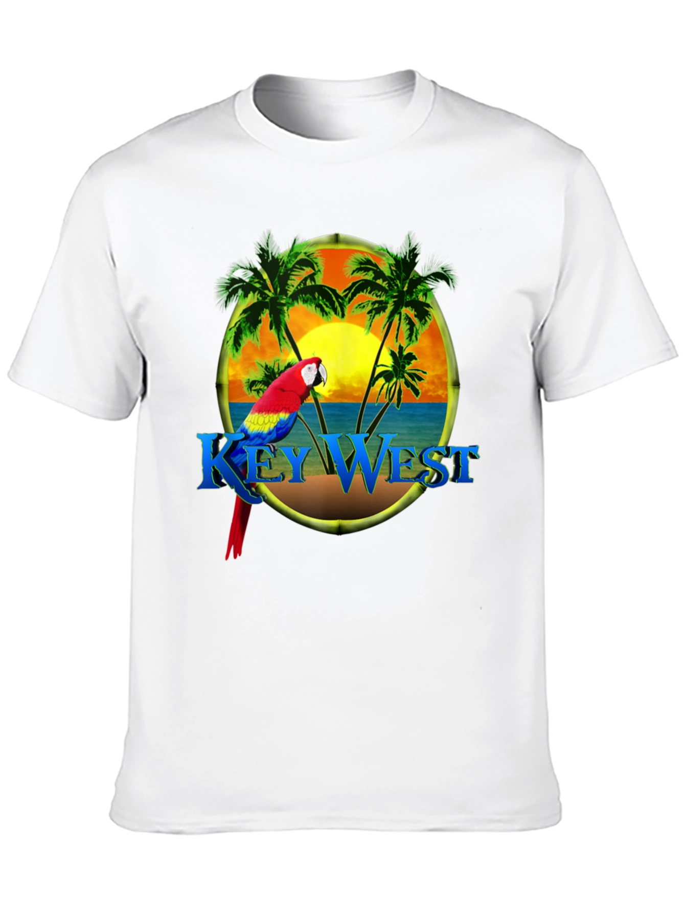 Key West Parrot T-Shirt - Tropical Palm Design