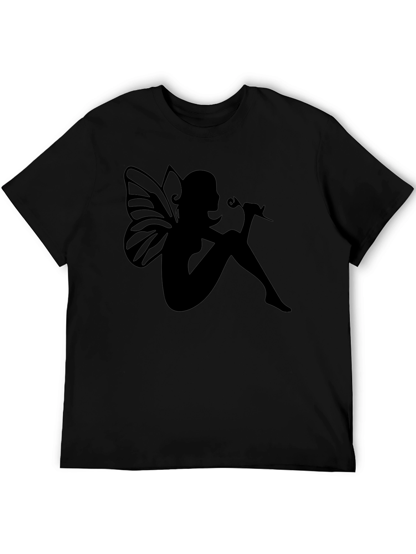 Fairy Silhouette Graphic Tee - Black Cotton Blend