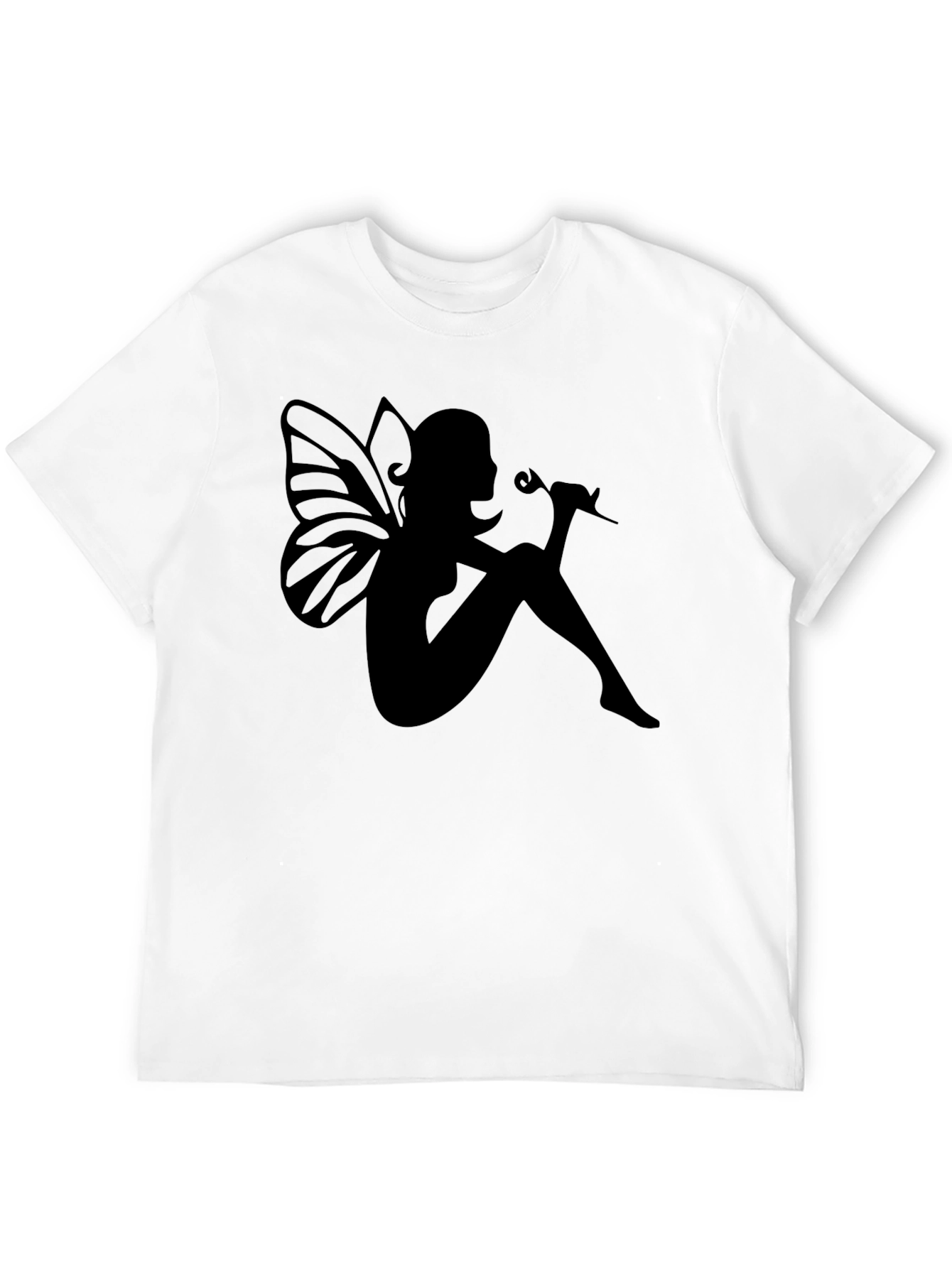 Fairy Silhouette Graphic Tee - Black Cotton Blend