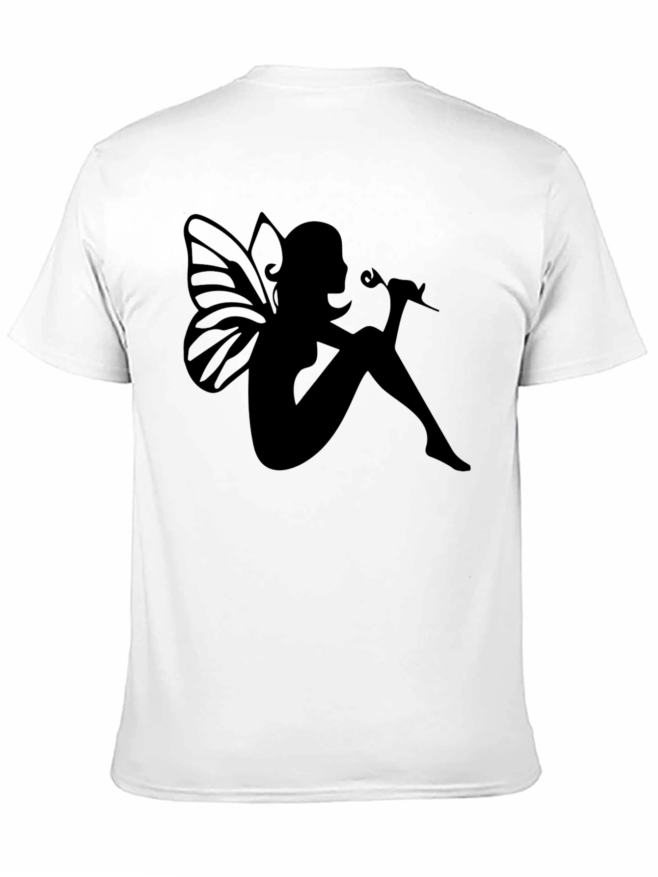 Fairy Silhouette Graphic Tee - Black Cotton Blend