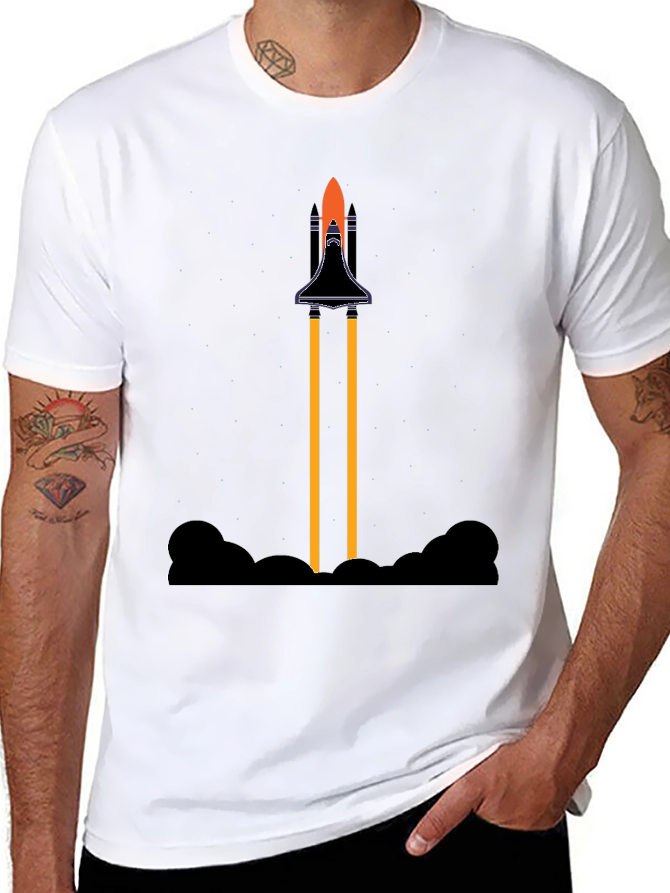 Rocket Launch Graphic Tee - Black Cotton T-Shirt