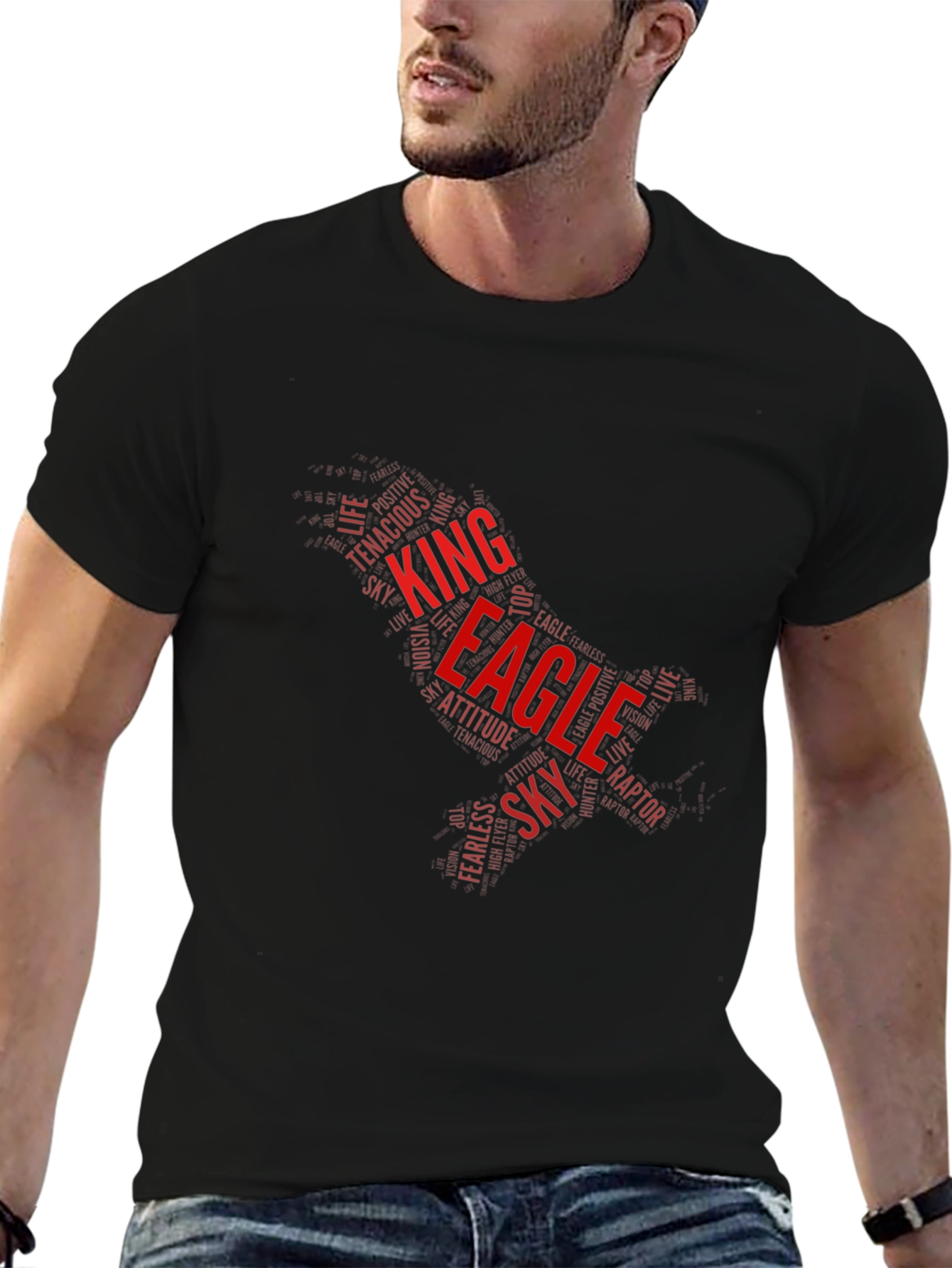 King Eagle Word Art Graphic T-Shirt