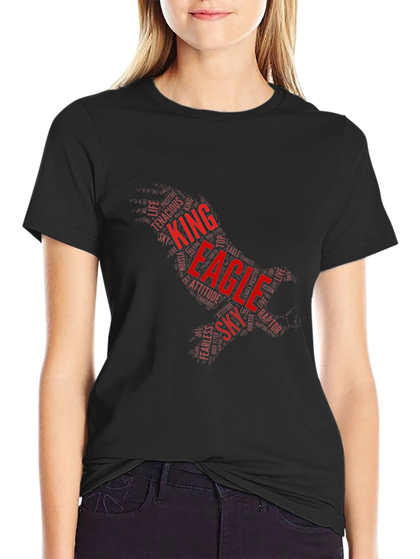 King Eagle Word Art Graphic T-Shirt