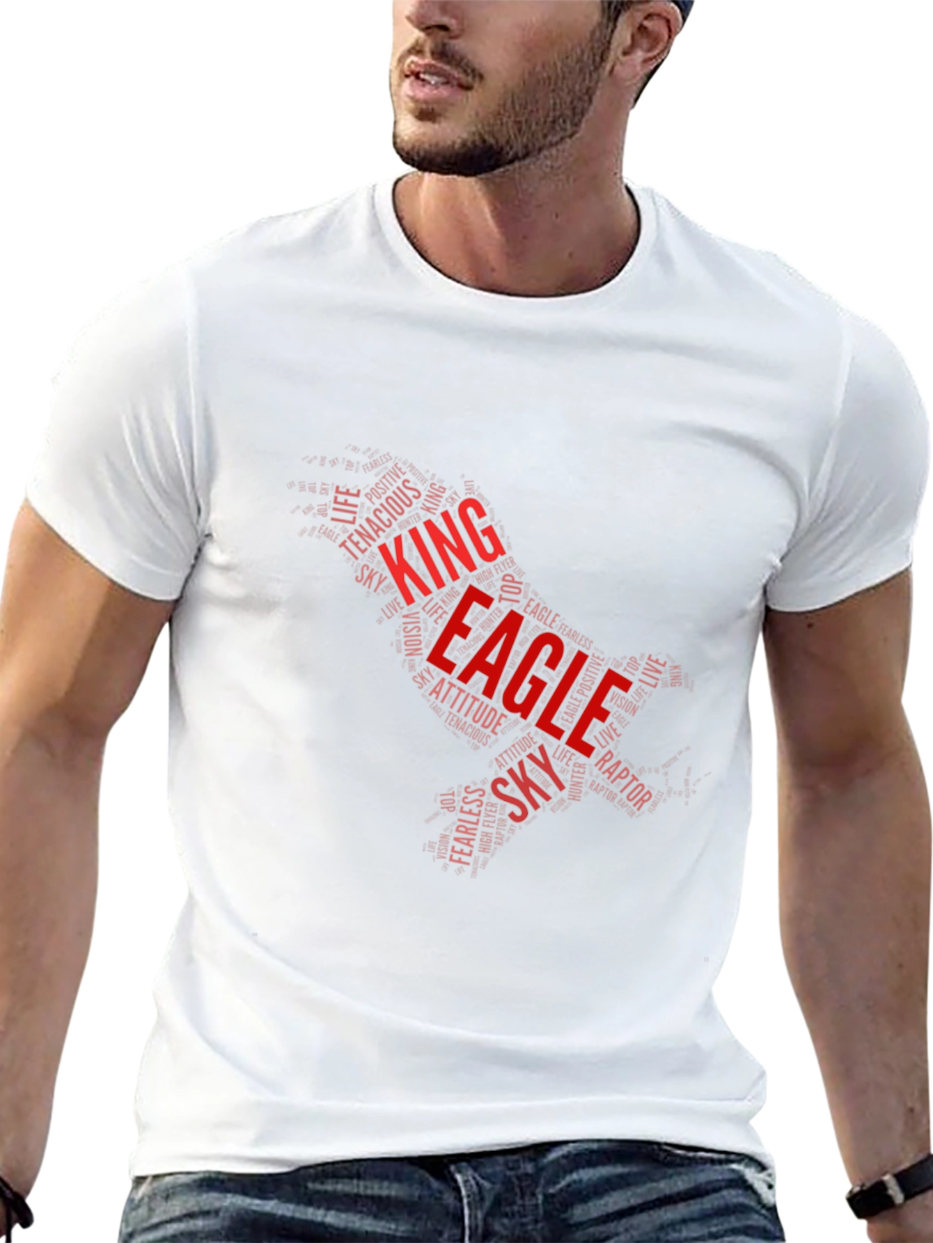 King Eagle Word Art Graphic T-Shirt