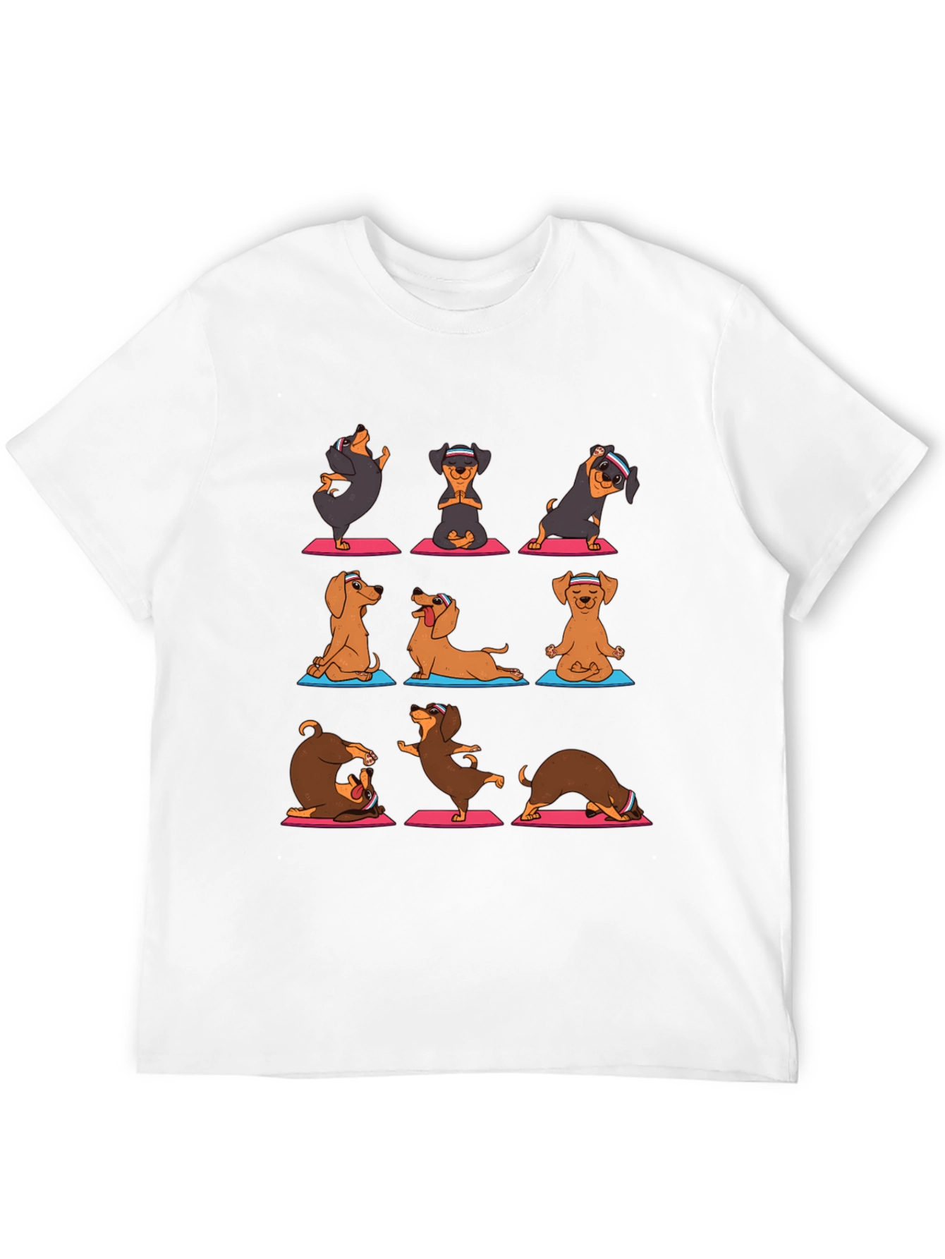 Yoga Dachshund Graphic Tee - Mens Black T-Shirt