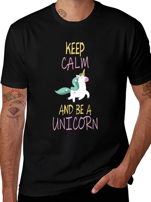 Keep Calm and Be a Unicorn Black T-Shirt