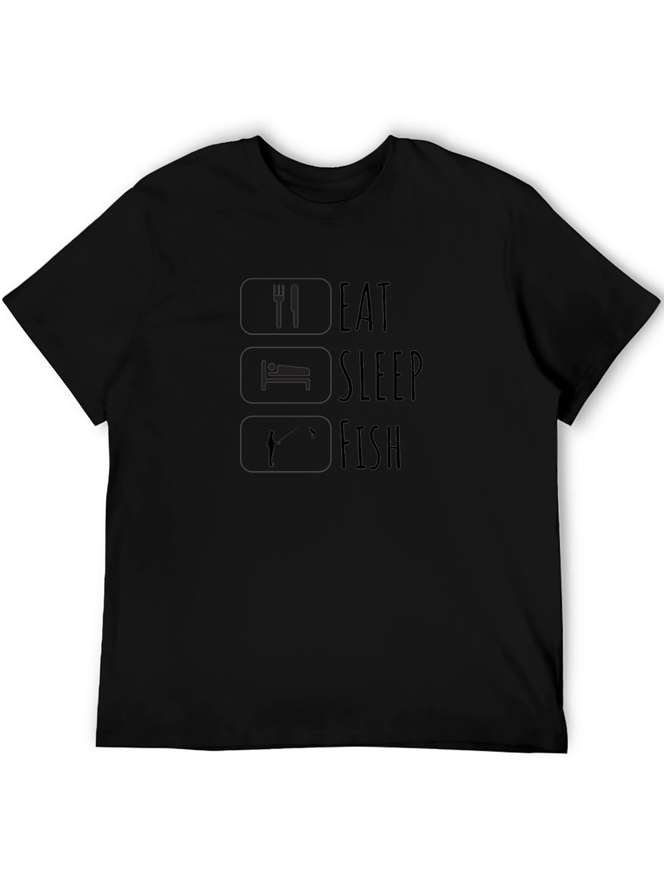 Eat Sleep Fish Black Graphic Tee