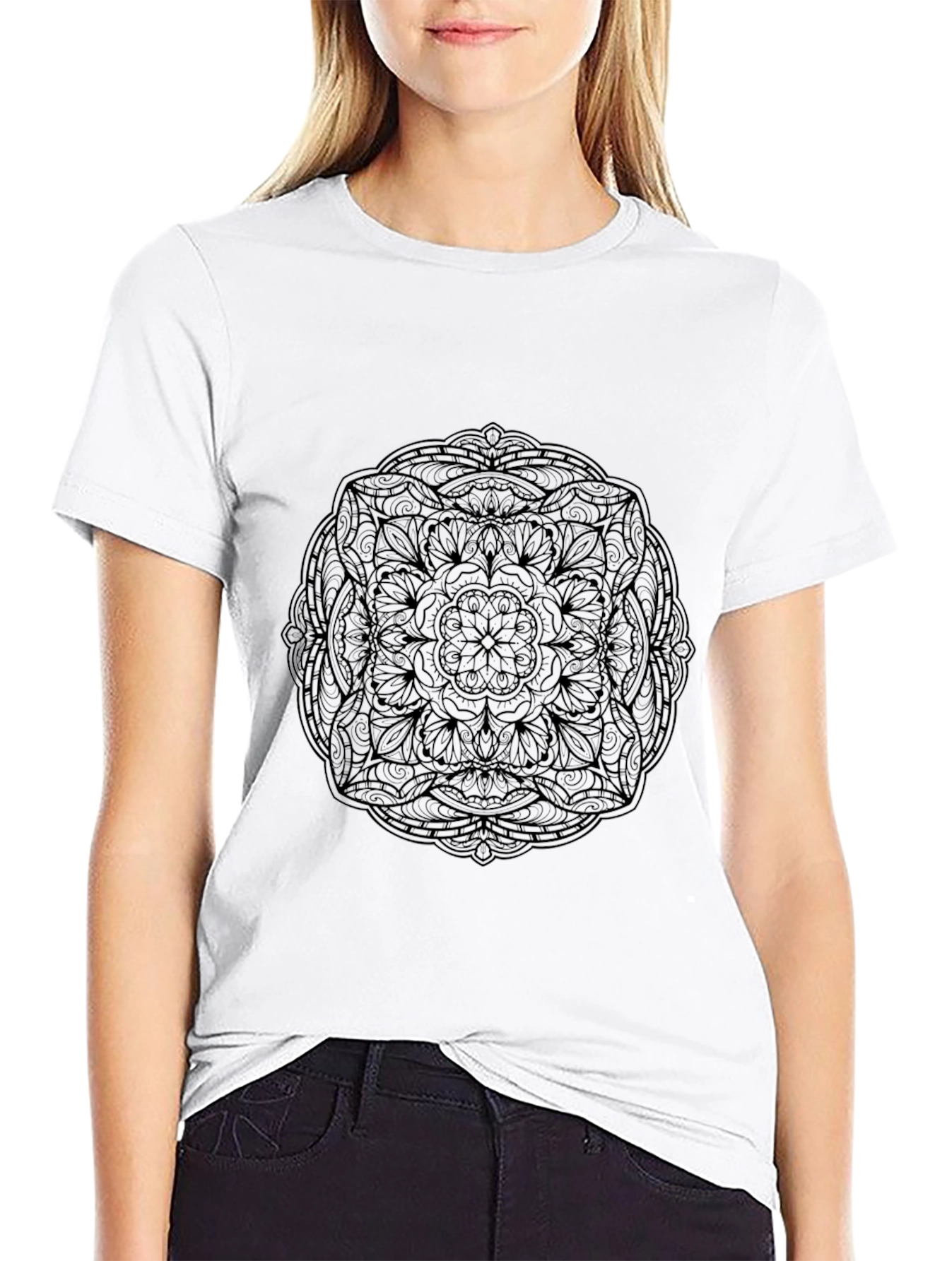 Black Mandala Graphic Tee - Stylish and Comfortable