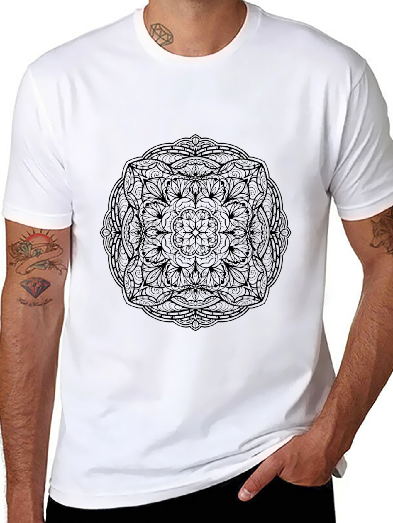 Black Mandala Graphic Tee - Stylish and Comfortable