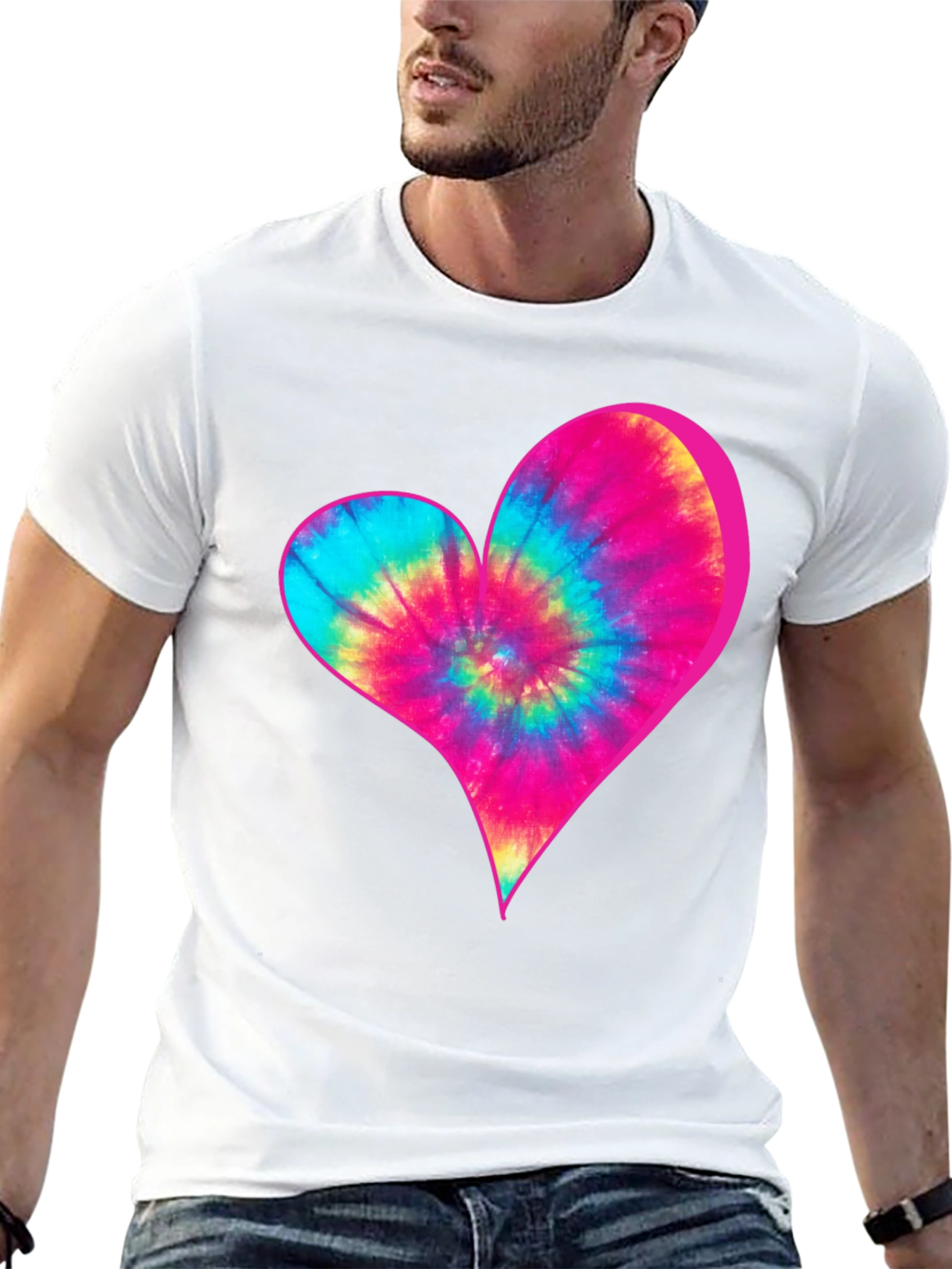 Tie-Dye Heart Graphic Black T-Shirt