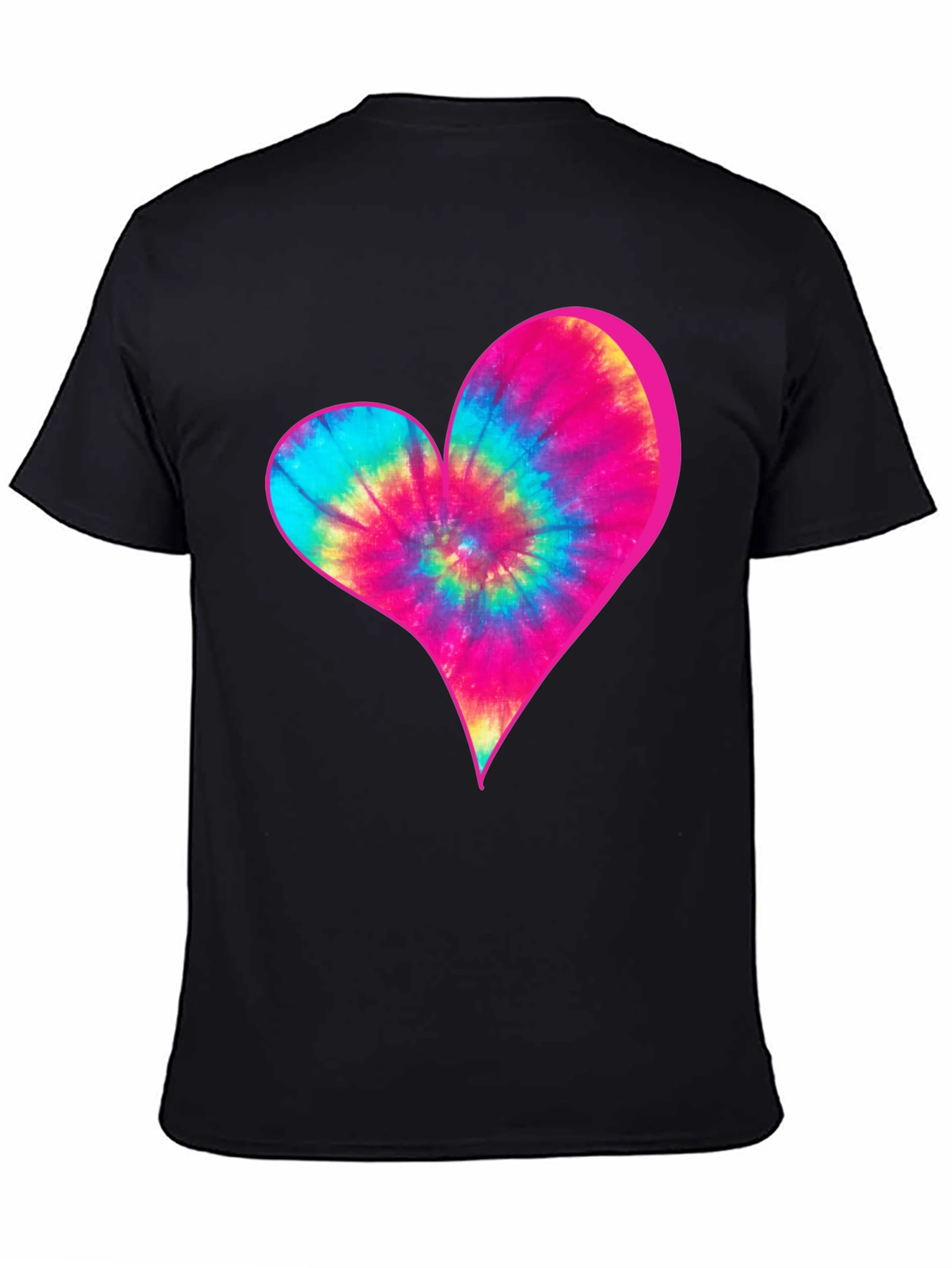 Tie-Dye Heart Graphic Black T-Shirt