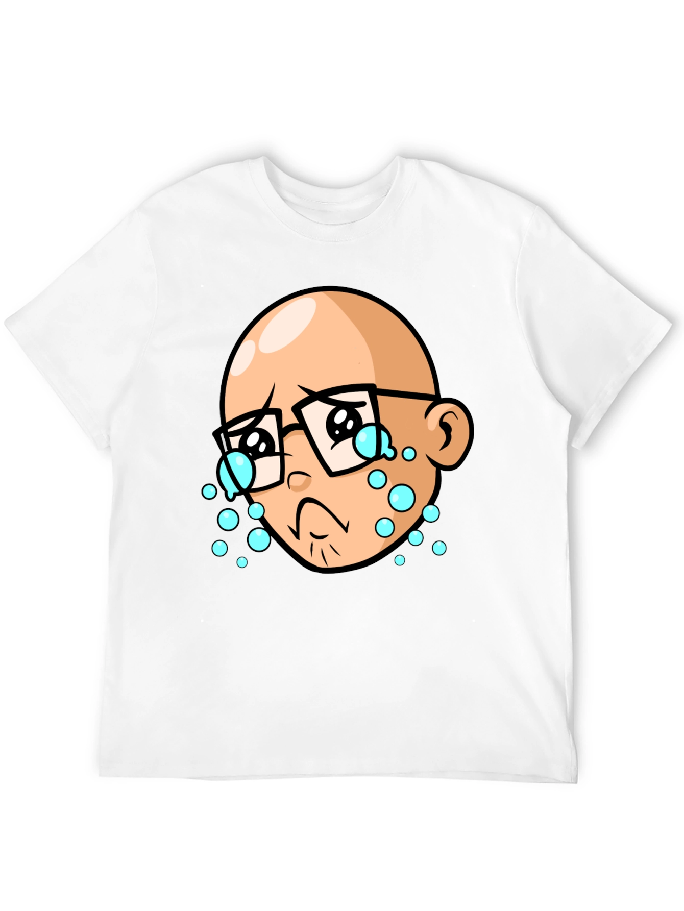 Crying Cartoon Man Black T-Shirt