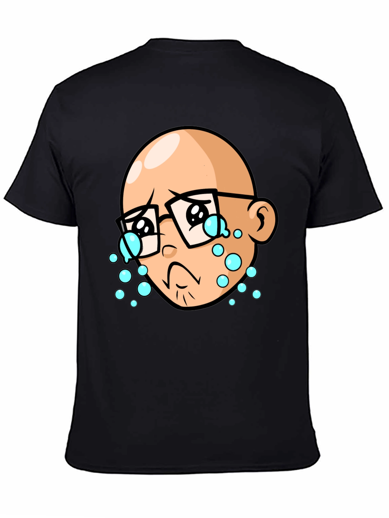 Crying Cartoon Man Black T-Shirt
