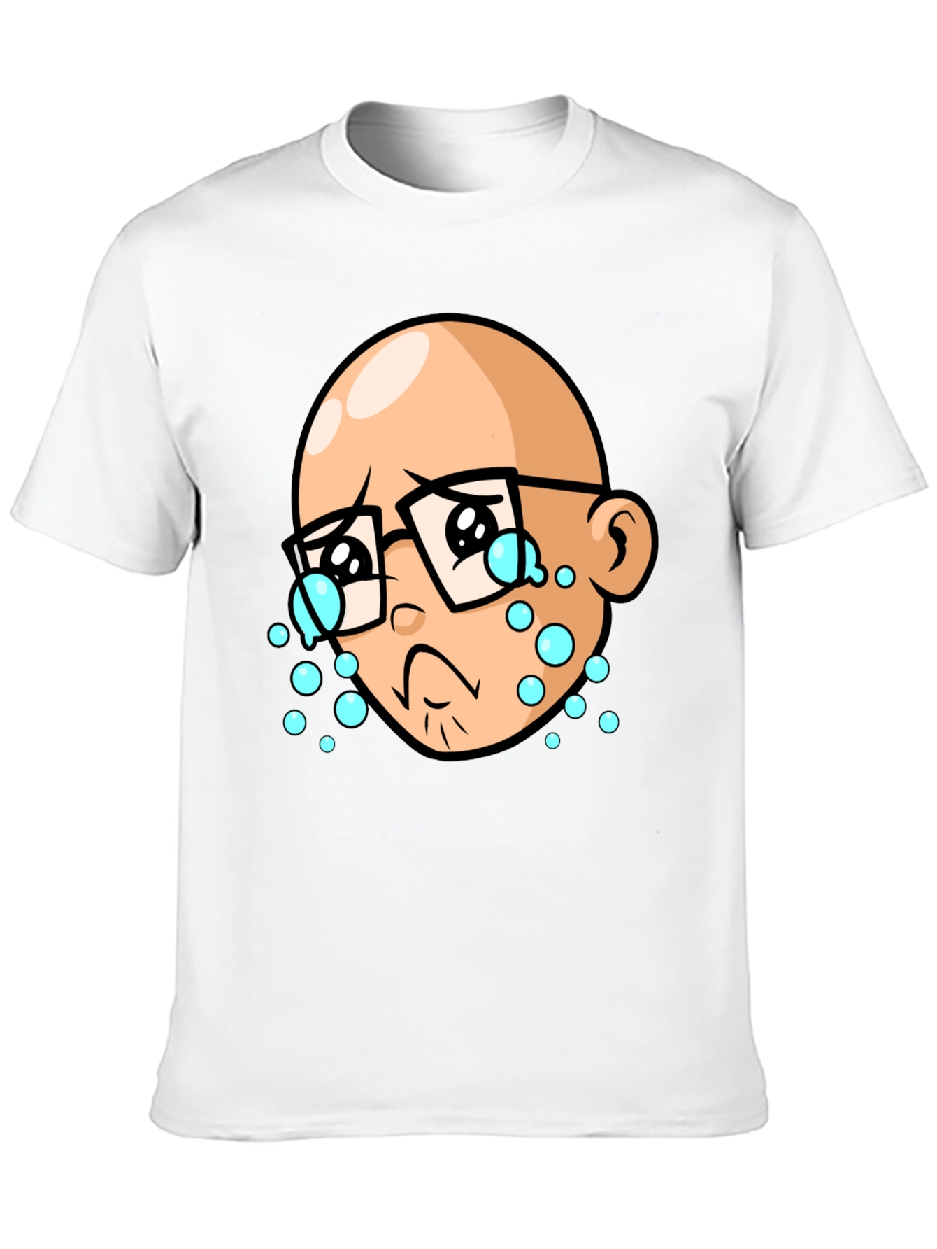 Crying Cartoon Man Black T-Shirt