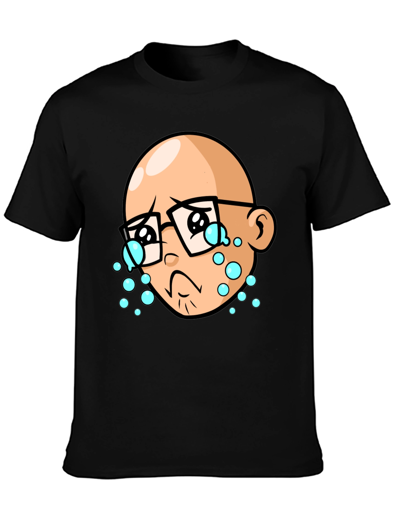 Crying Cartoon Man Black T-Shirt