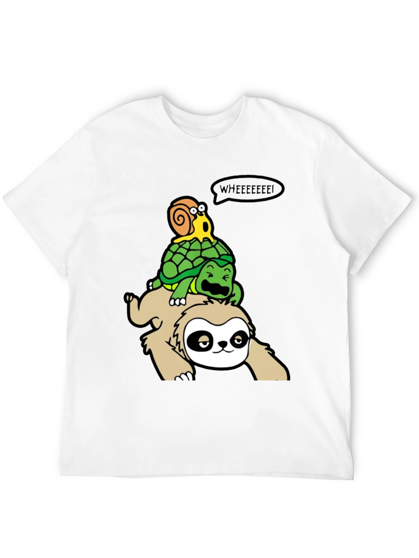 Funny Sloth Turtle and Snail Cartoon T-Shirt