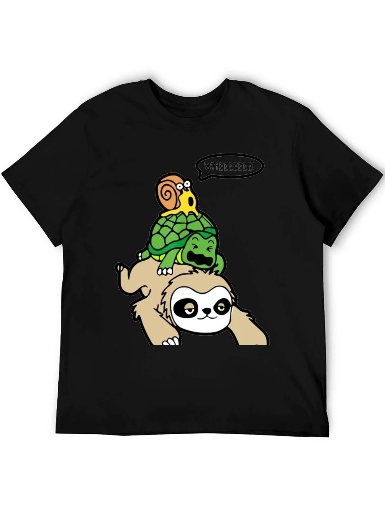 Funny Sloth Turtle and Snail Cartoon T-Shirt