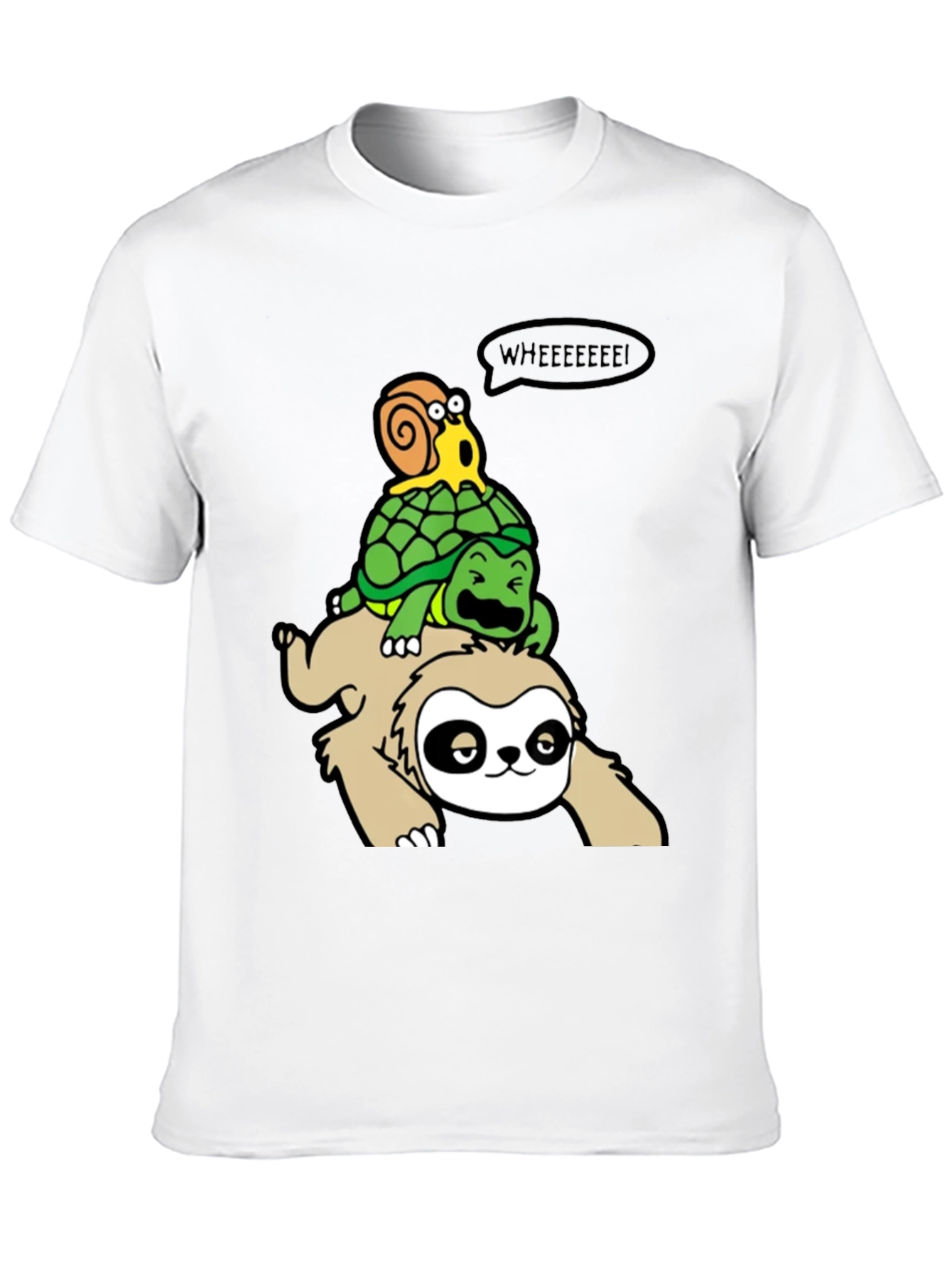 Funny Sloth Turtle and Snail Cartoon T-Shirt