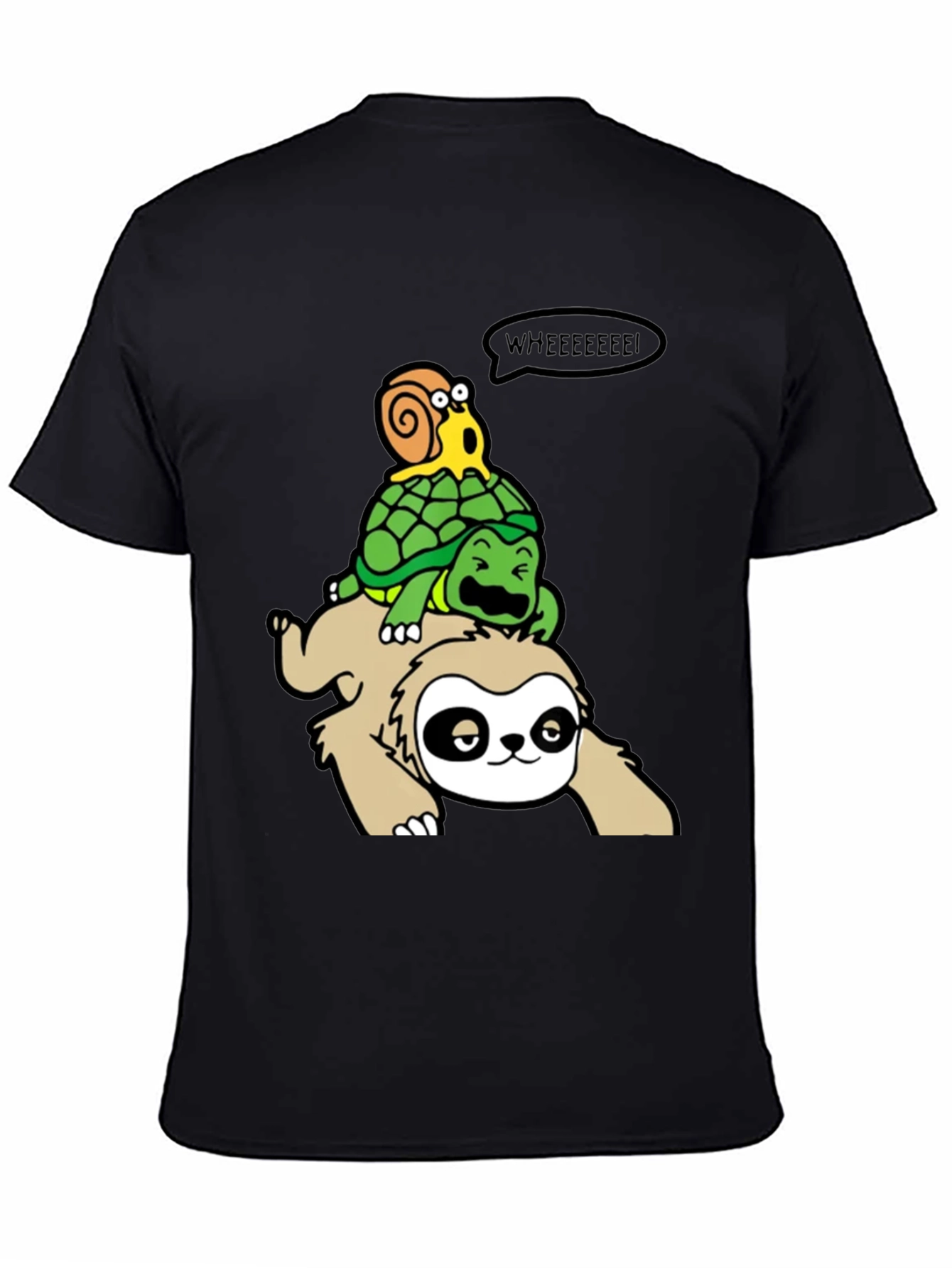 Funny Sloth Turtle and Snail Cartoon T-Shirt