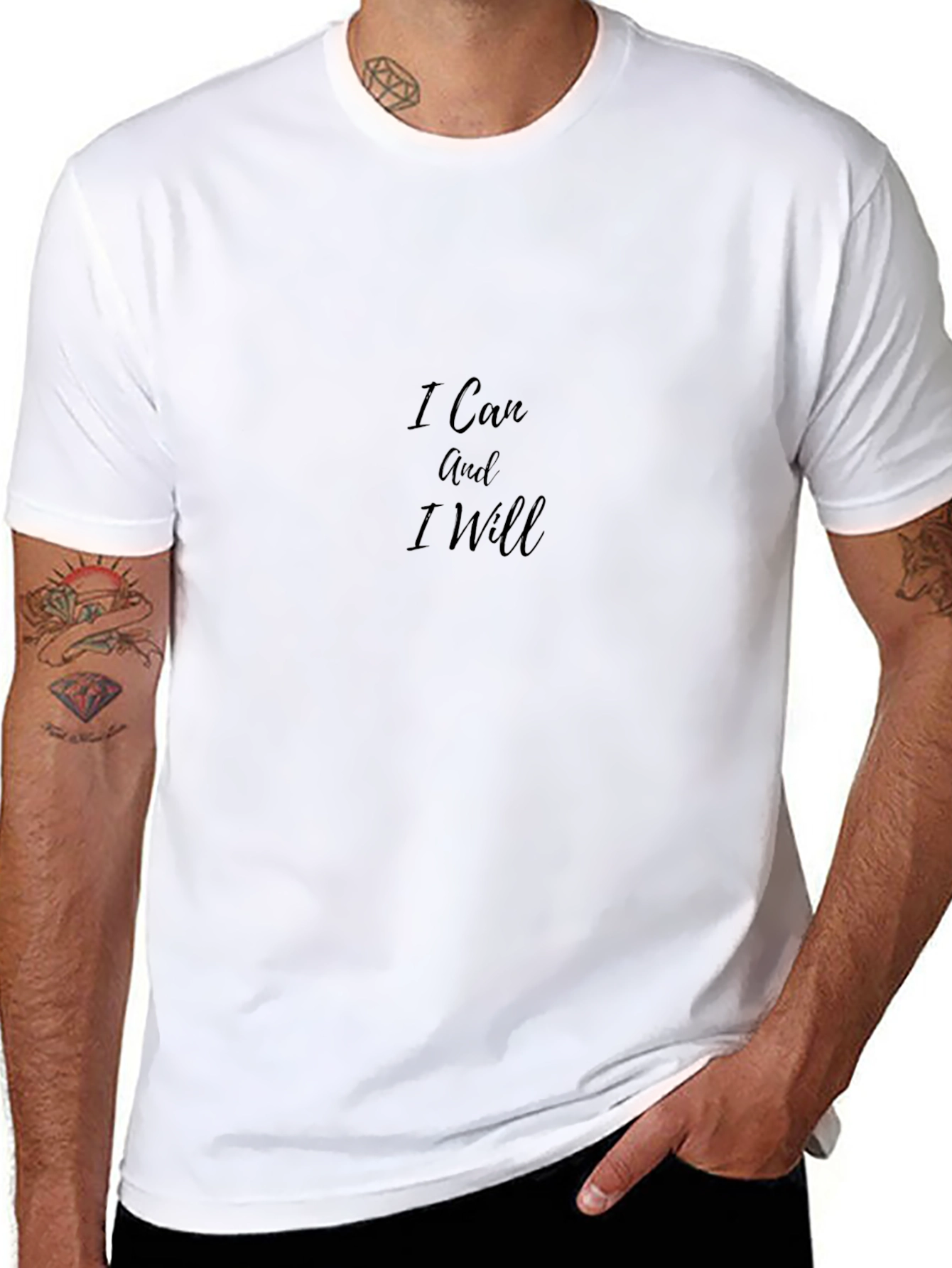 Inspirational Black T-Shirt: I Can and I Will