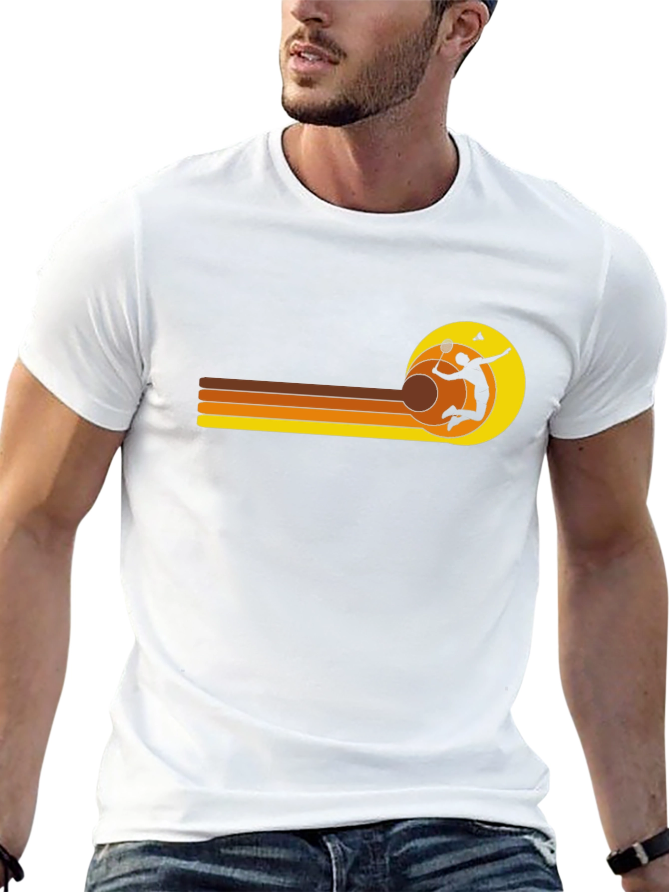 Retro Badminton Player Graphic Tee