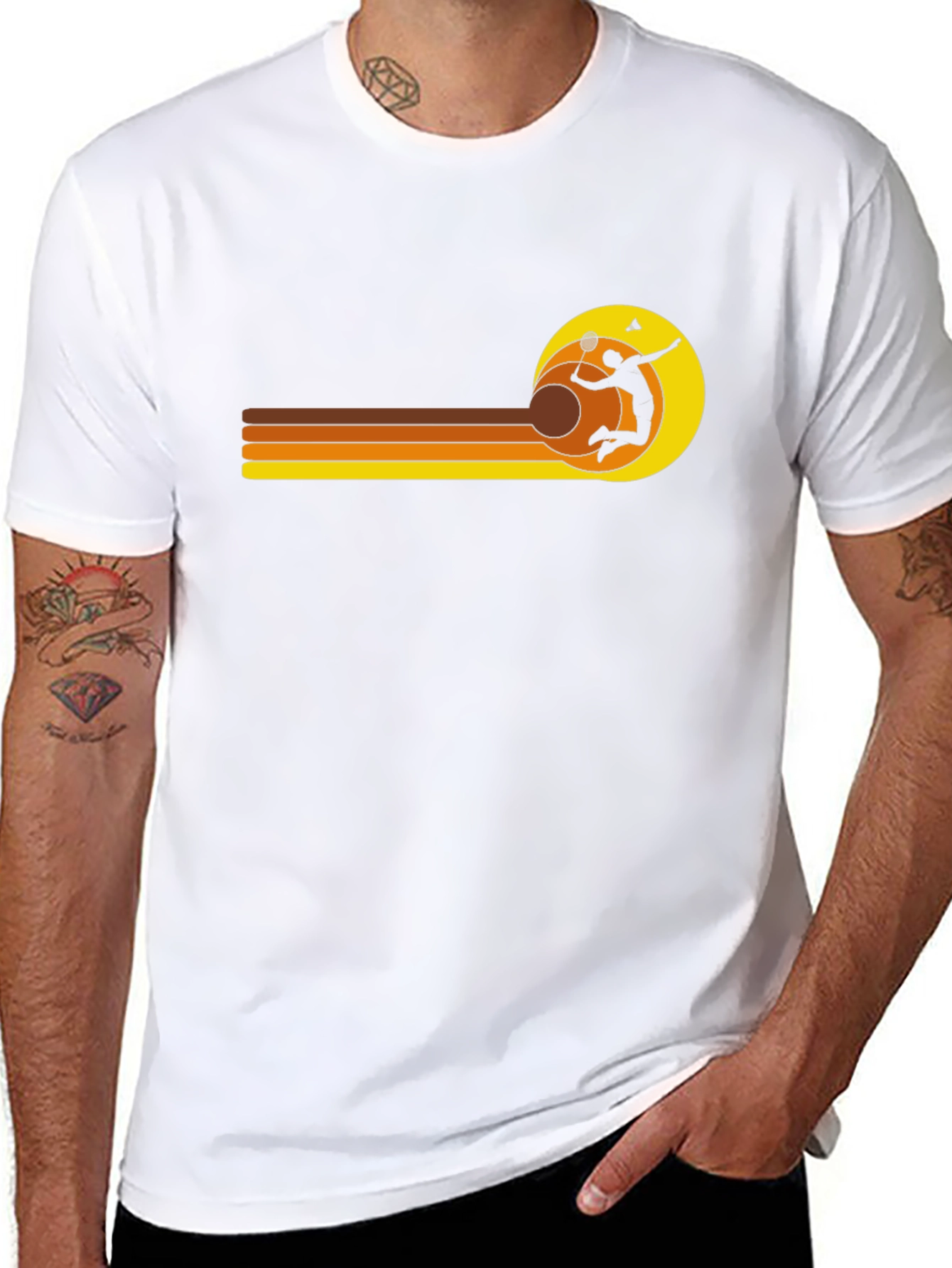 Retro Badminton Player Graphic Tee