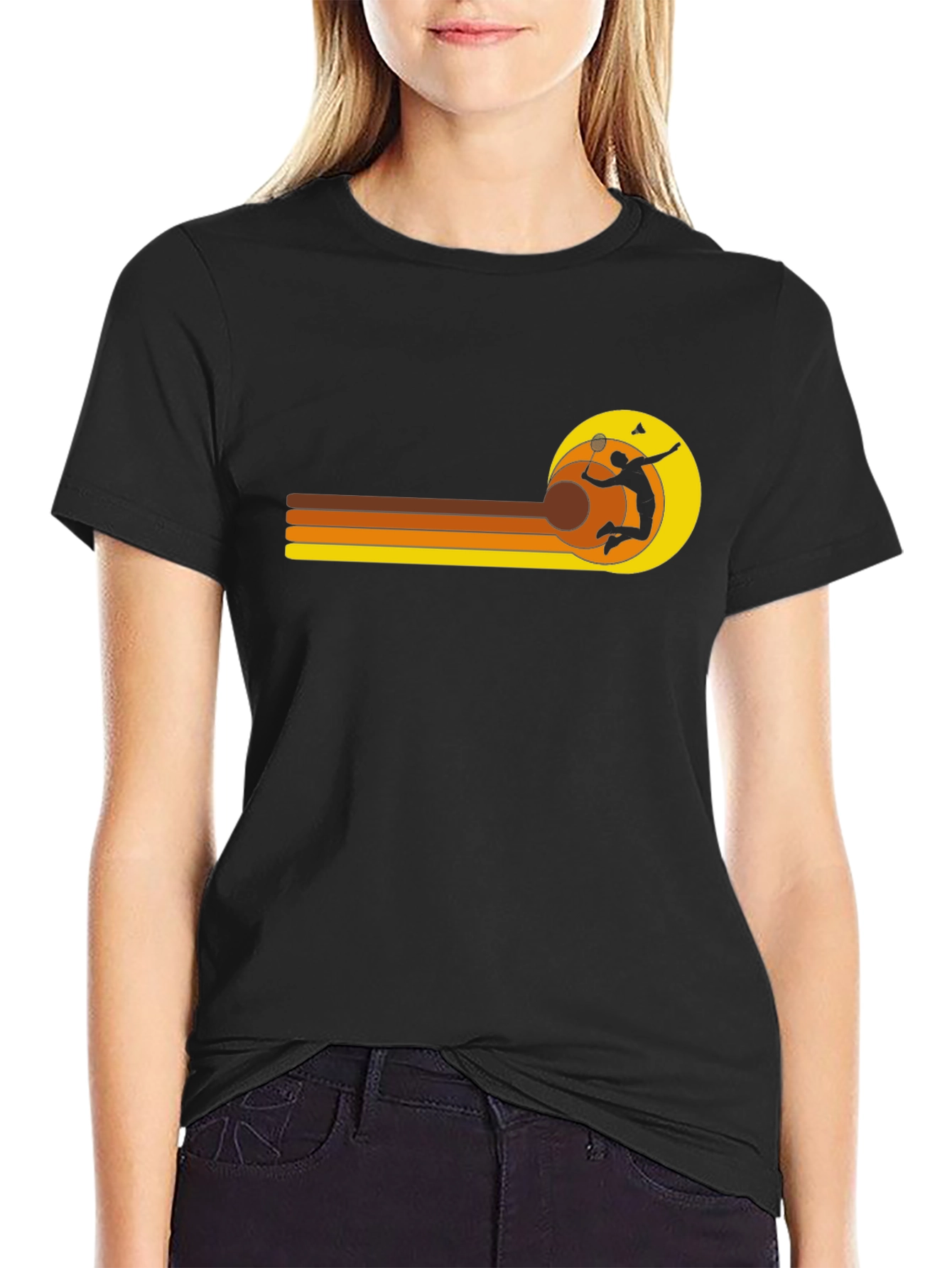 Retro Badminton Player Graphic Tee