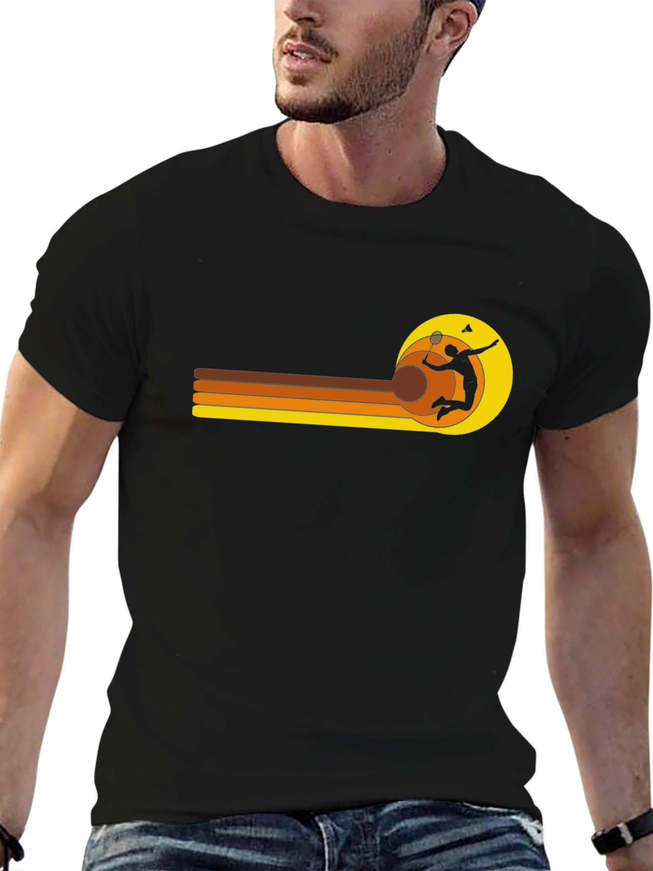 Retro Badminton Player Graphic Tee