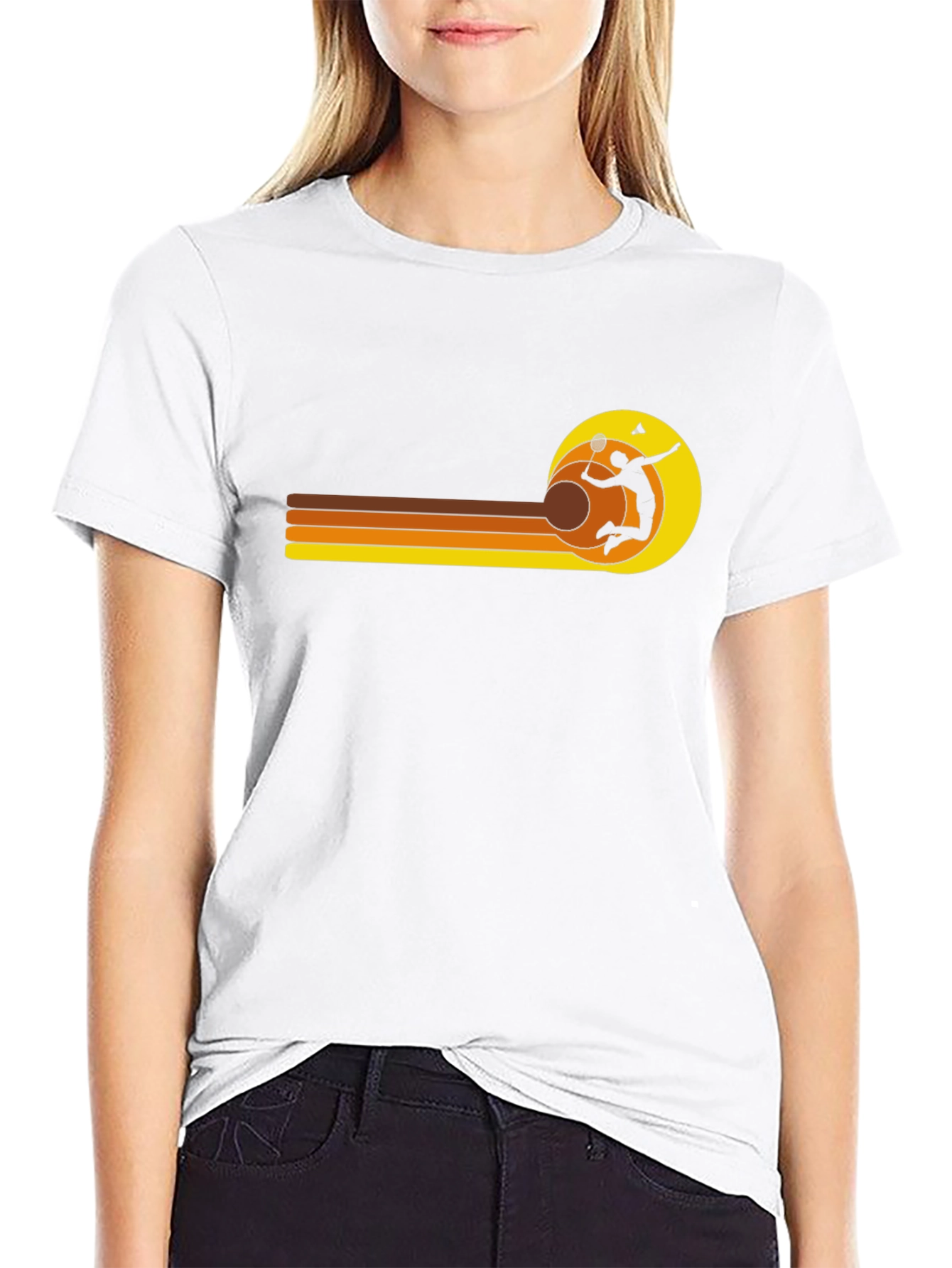 Retro Badminton Player Graphic Tee