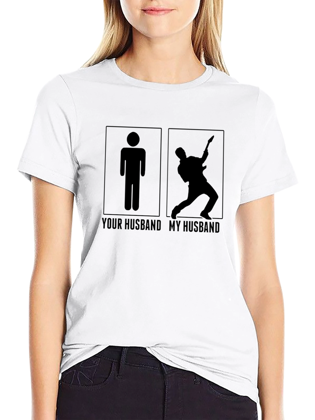 Funny My Husband Guitarist Graphic T-Shirt