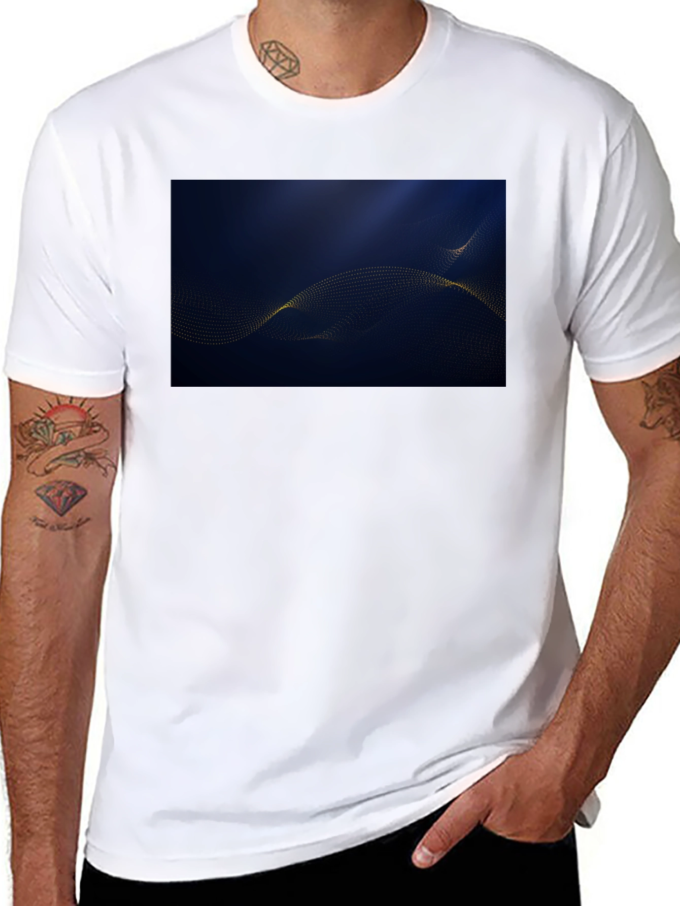 Modern Abstract Wave Design Black T-Shirt