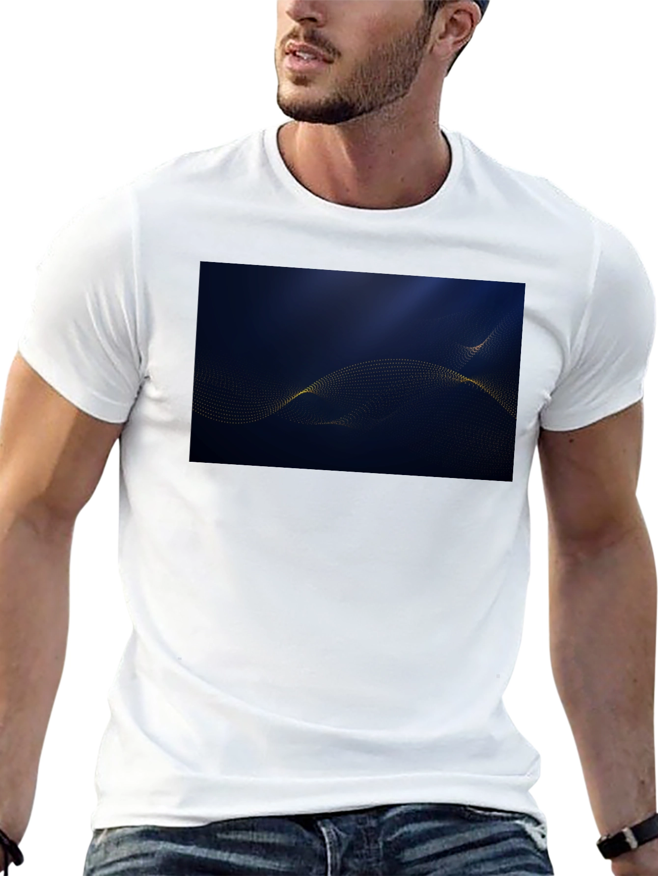 Modern Abstract Wave Design Black T-Shirt