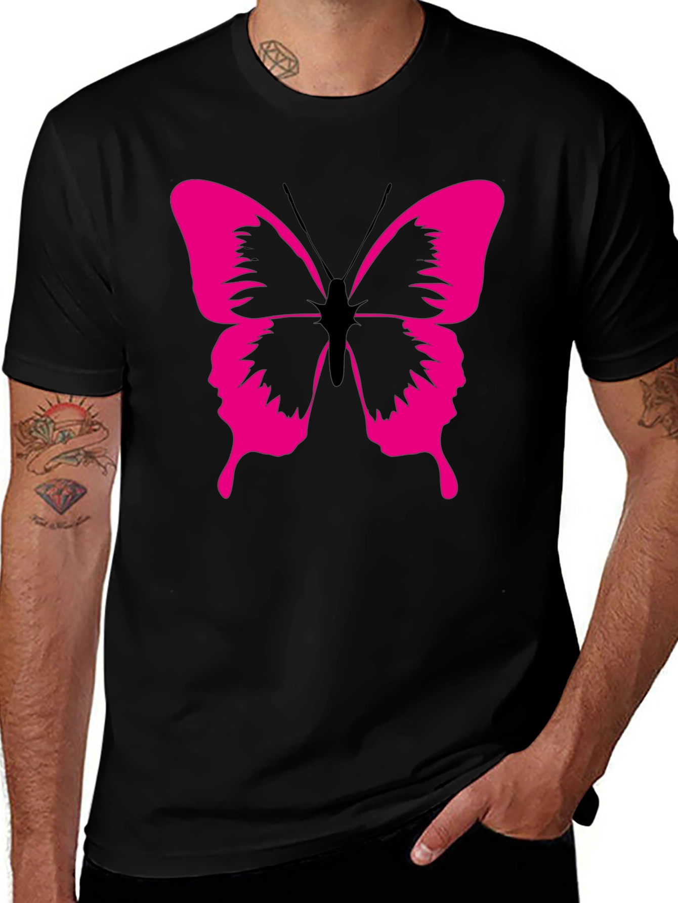 Butterfly Graphic Tee - Modern Black T-Shirt