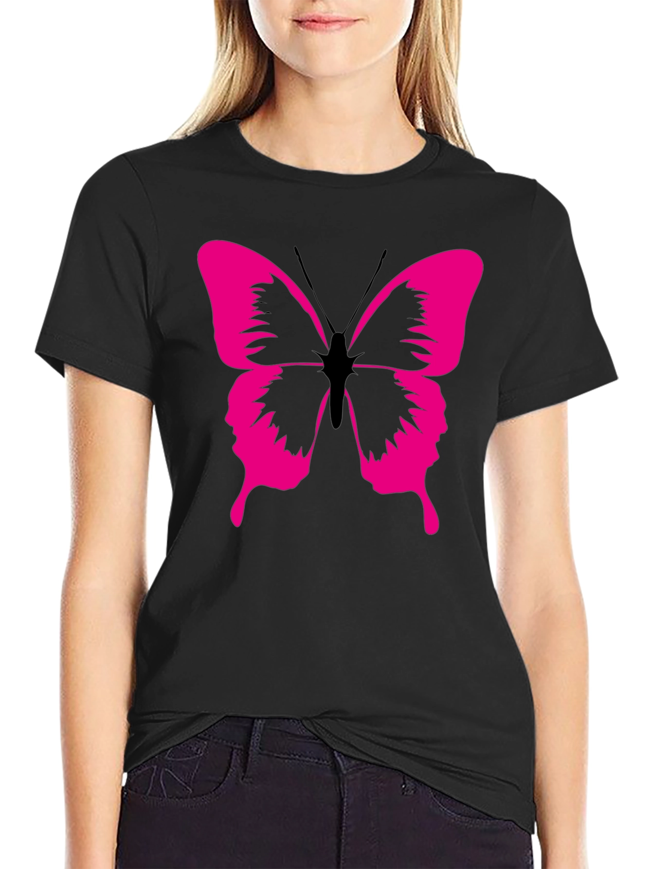Butterfly Graphic Tee - Modern Black T-Shirt