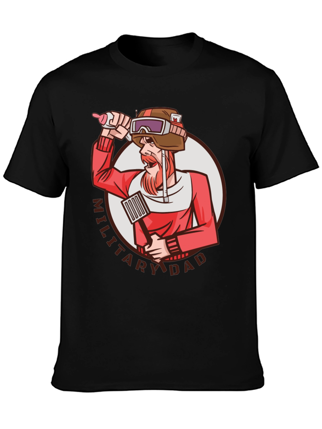 Military Dad T-Shirt Soldier with Baby Bottle