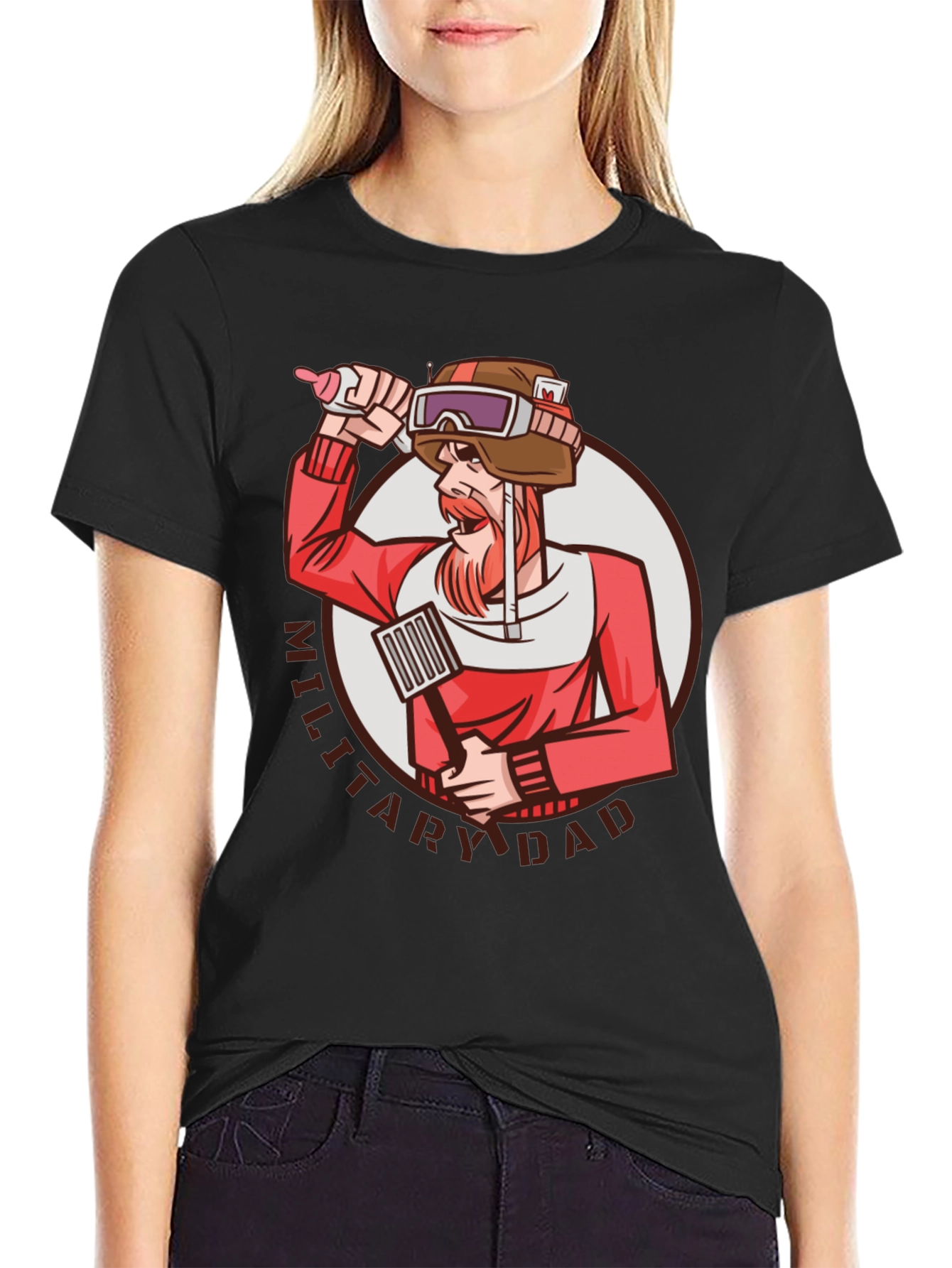 Military Dad T-Shirt Soldier with Baby Bottle