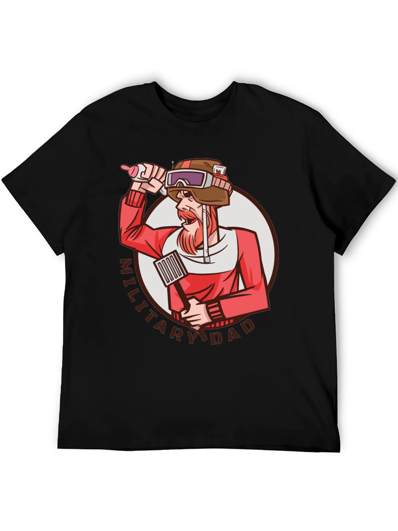 Military Dad T-Shirt Soldier with Baby Bottle