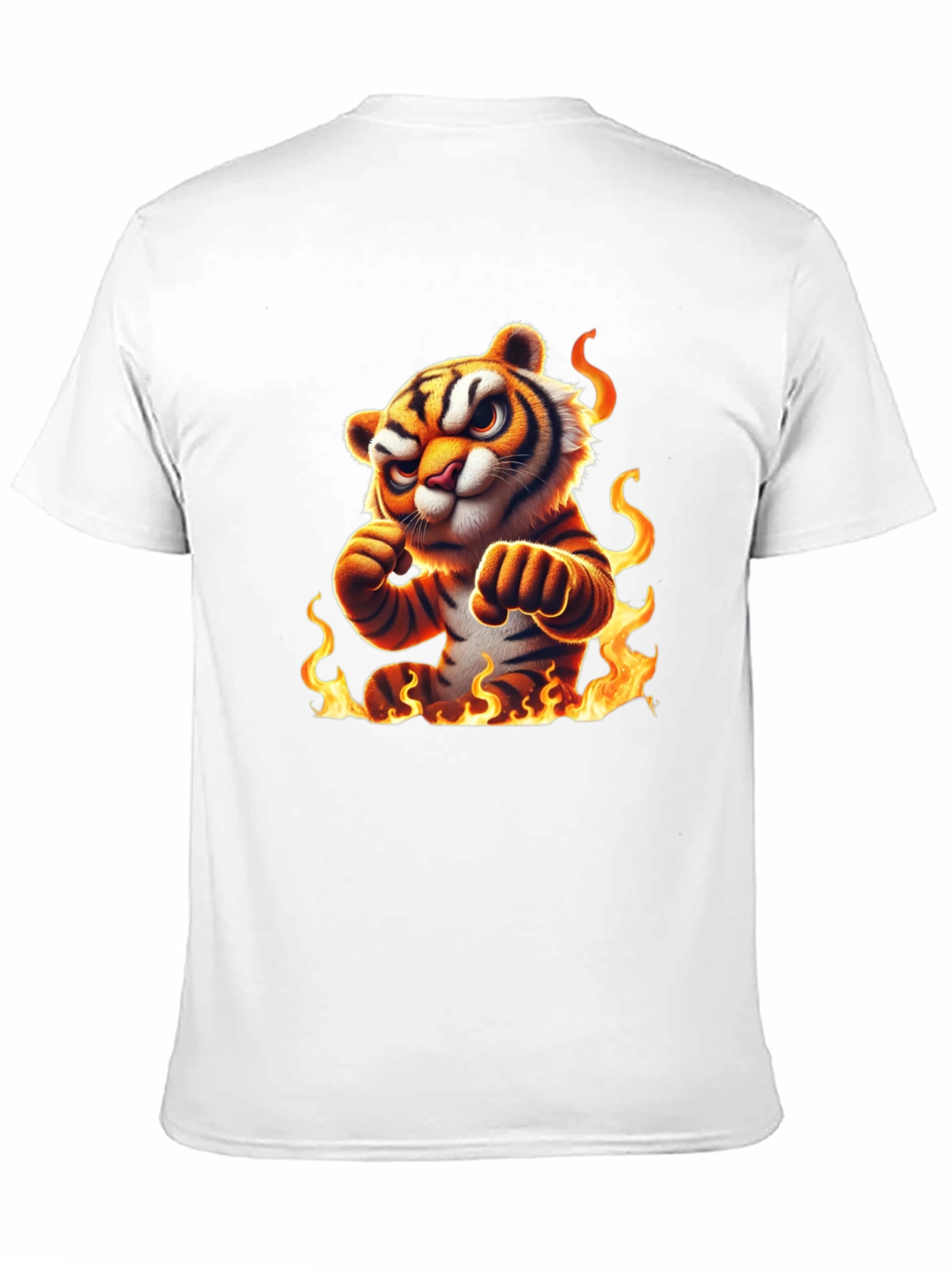 Fiery Tiger Graphic Tee - Bold Black Cotton T-Shirt