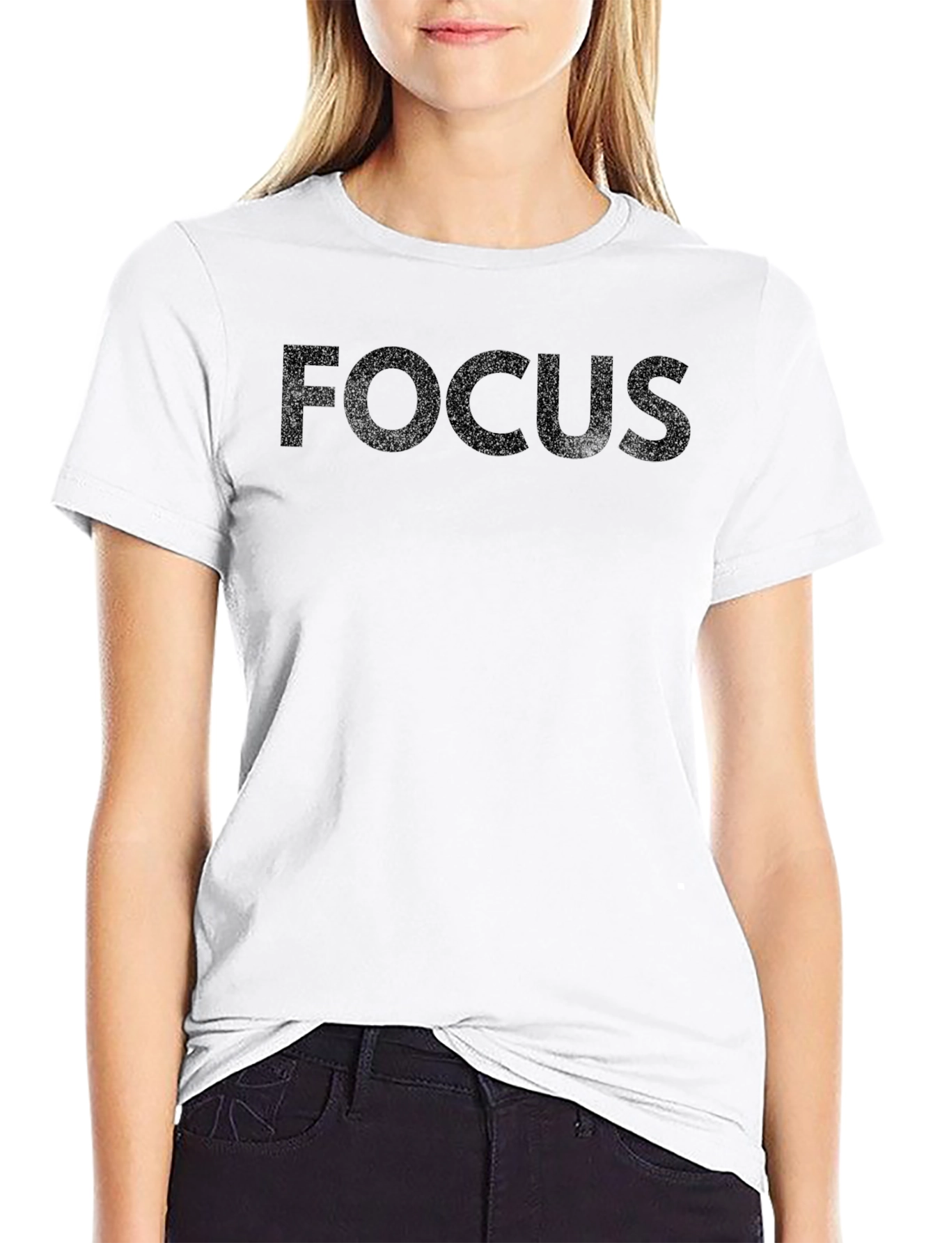 Focus Black T-Shirt - Mens Crew Neck Tee