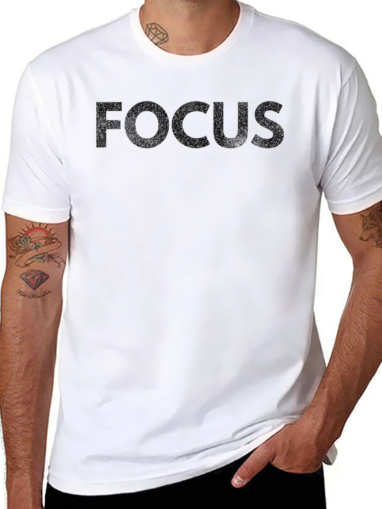 Focus Black T-Shirt - Mens Crew Neck Tee