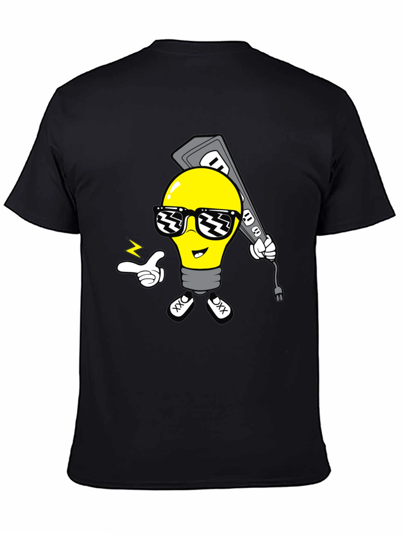 Cool Light Bulb Graphic T-Shirt - Black Cotton Tee