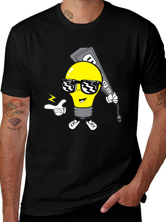 Cool Light Bulb Graphic T-Shirt - Black Cotton Tee