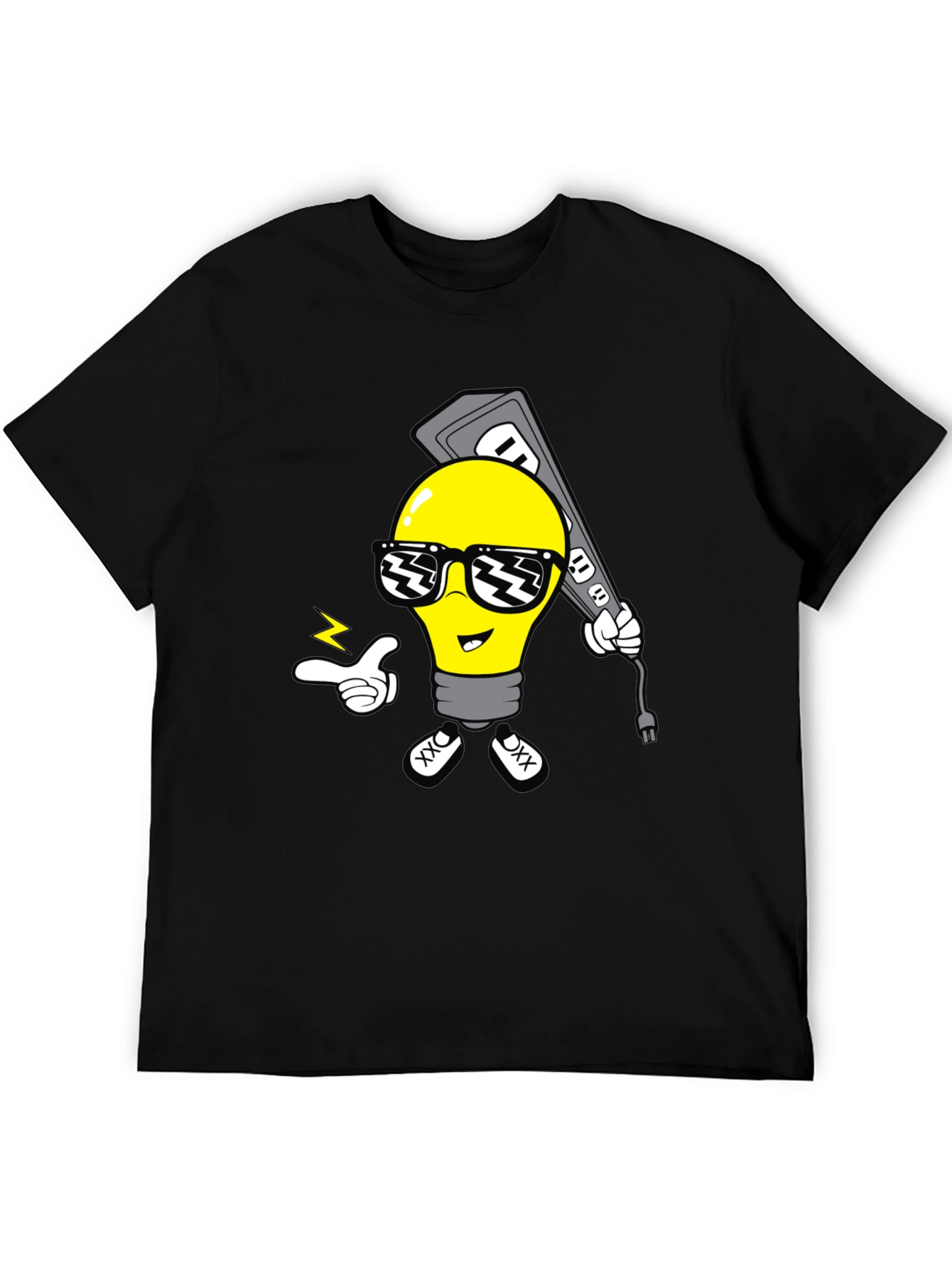 Cool Light Bulb Graphic T-Shirt - Black Cotton Tee