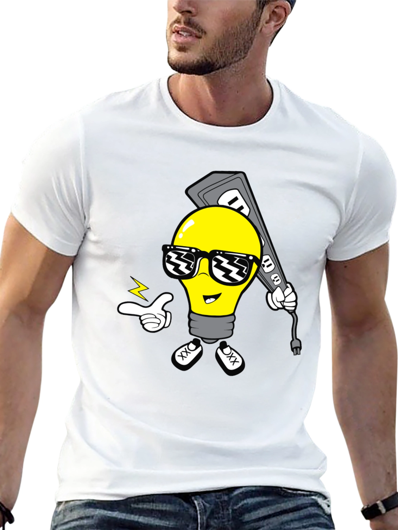 Cool Light Bulb Graphic T-Shirt - Black Cotton Tee