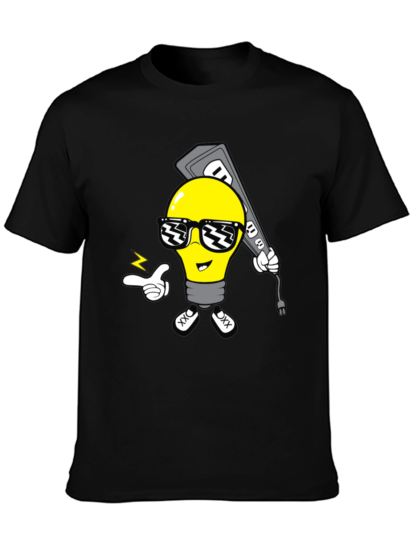 Cool Light Bulb Graphic T-Shirt - Black Cotton Tee