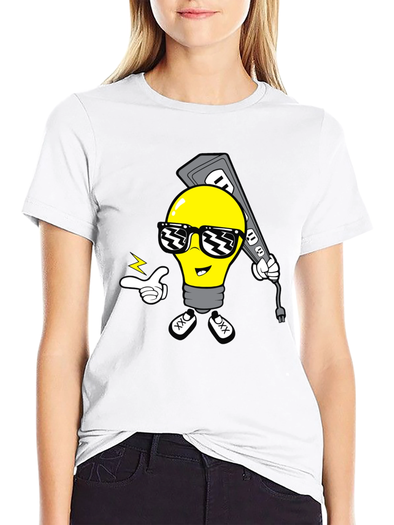 Cool Light Bulb Graphic T-Shirt - Black Cotton Tee