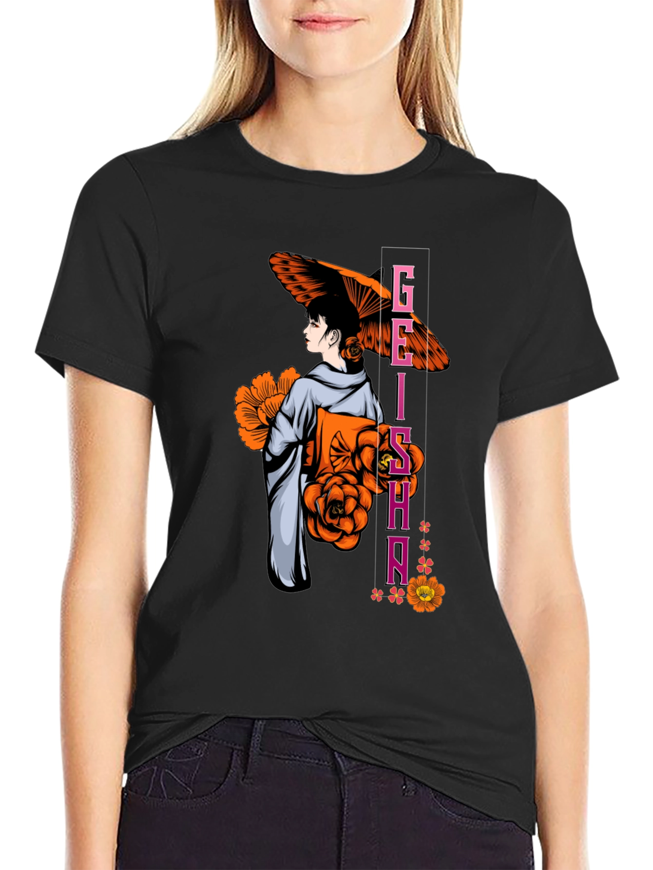 Geisha Graphic T-Shirt - Black