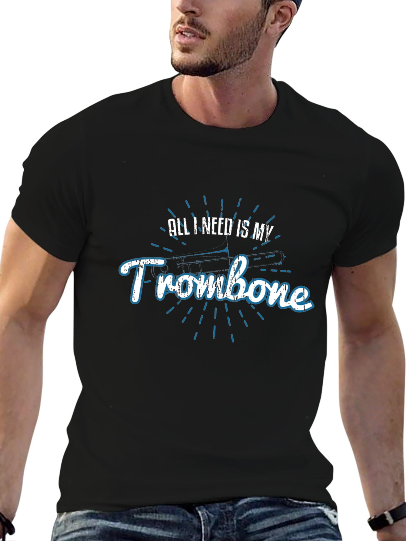 Trombone Player Black T-Shirt - Music Lover Tee