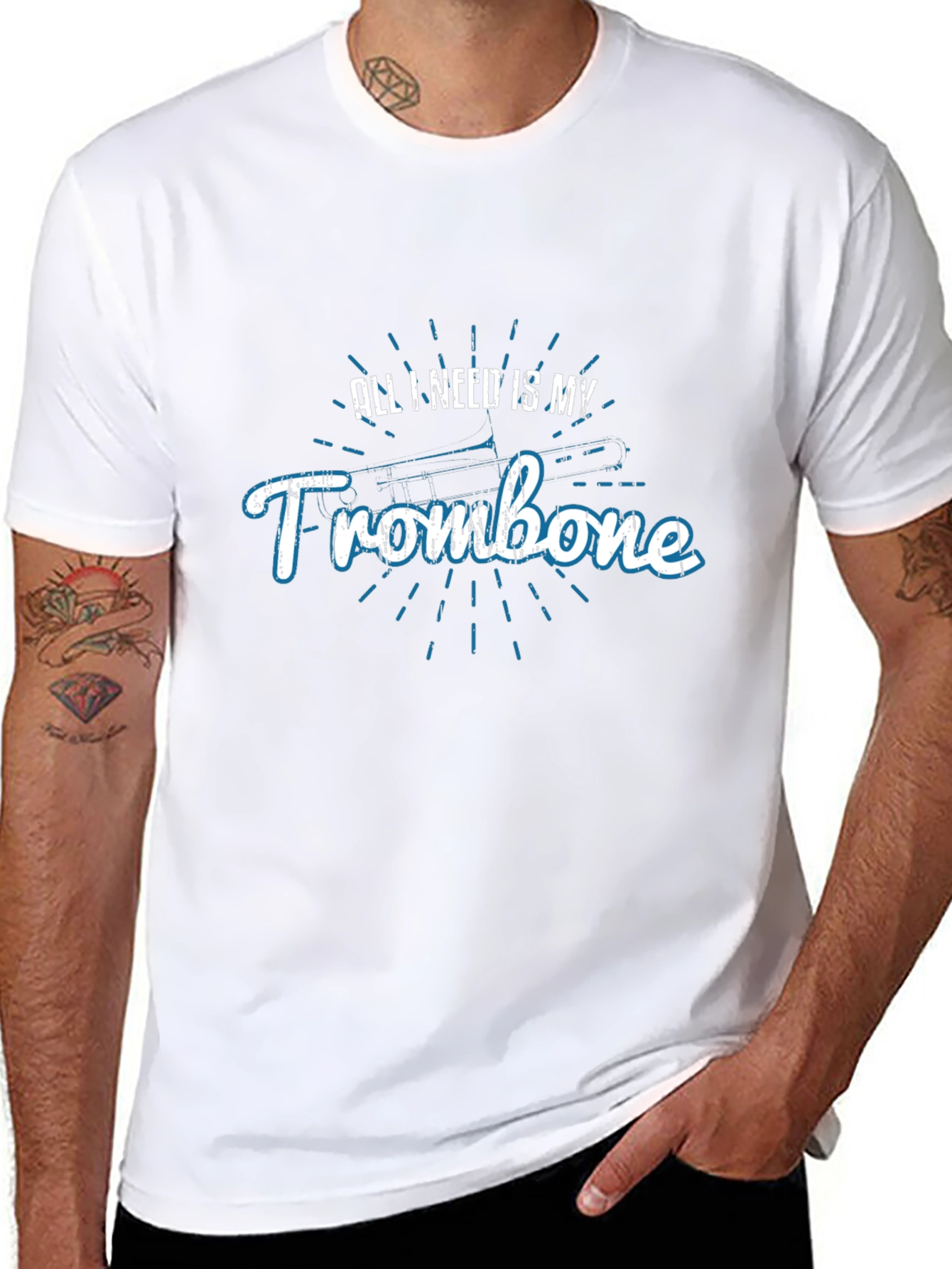 Trombone Player Black T-Shirt - Music Lover Tee