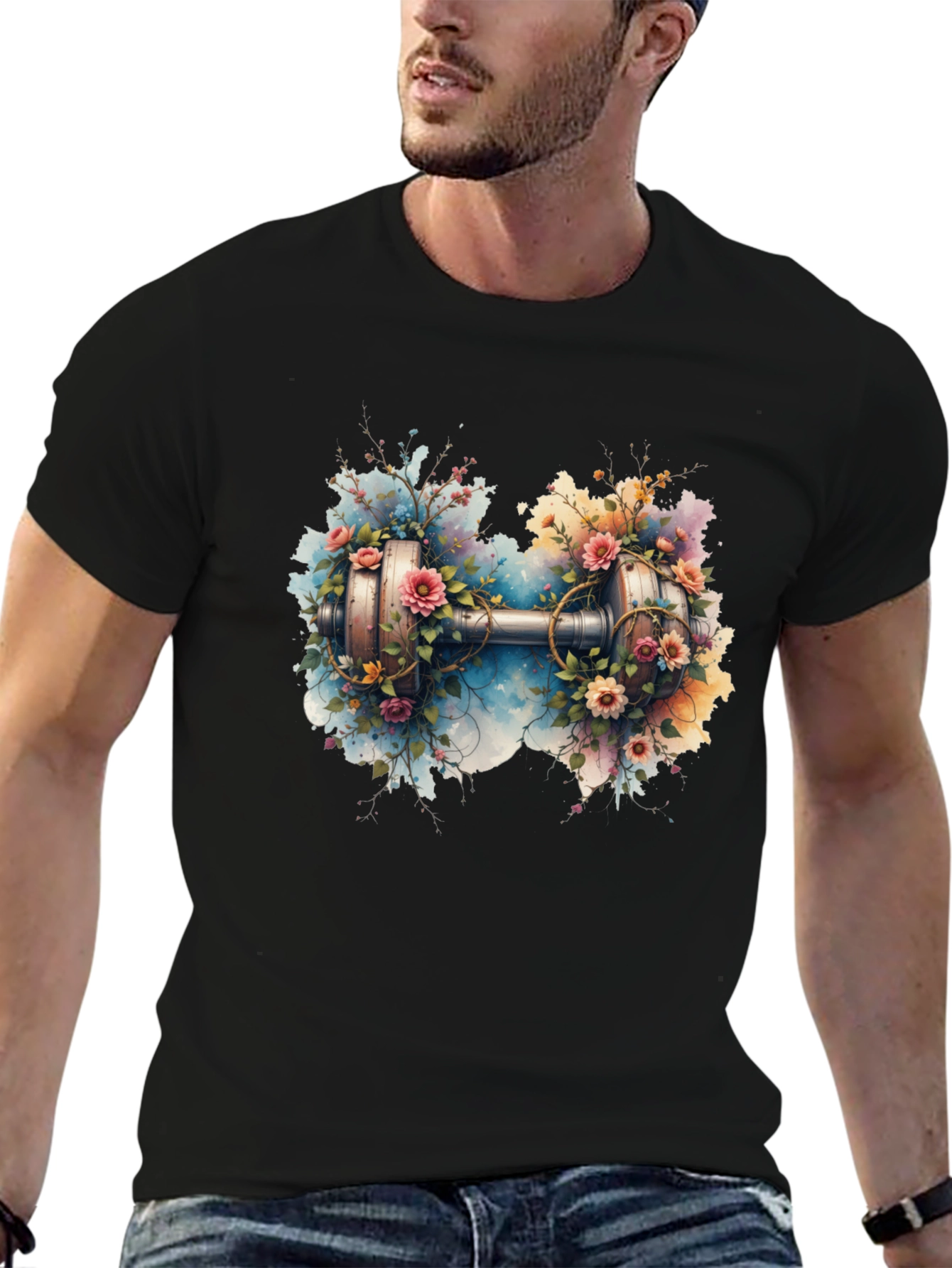 Floral Dumbbell Graphic Tee